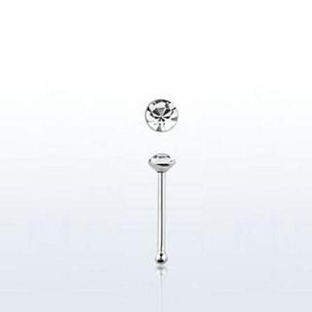 1 stk. Nesepiercing i sterling sølv med 2 mm. hvit rhinstein K