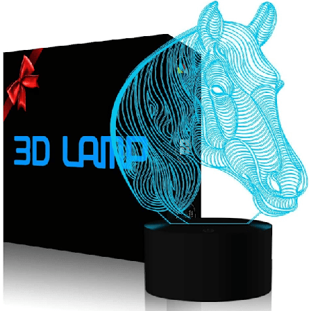 Häst nattlampa, 3D illusion bordslampa nattlampa för barn