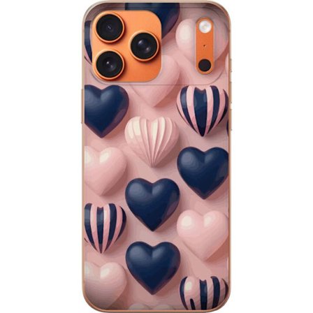 Yhteensopiva Puhelinkuori Apple Apple iPhone 17 Pro Max Pehmeät kolmiulotteiset sydämet vaaleanpunaisessa ja merensinisessä sävyssä romanttisessa