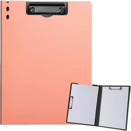 A4-mappe med dobbel metallklemme for hjem, kontor og skole (rosa)