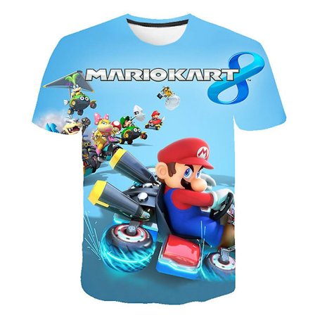 5-12 år barn Super Mario Kart tryckta toppar T-shirt