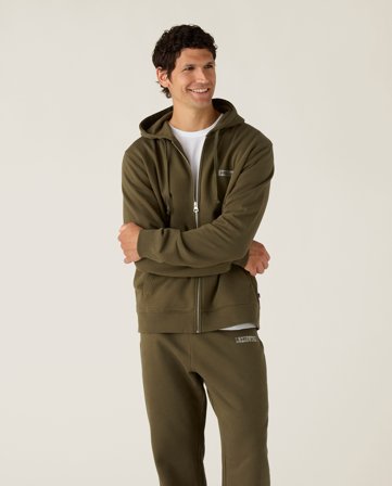 Lexington Bio-baumwolle logo kapuzenpullover mit reißverschluss, dunkelgrün