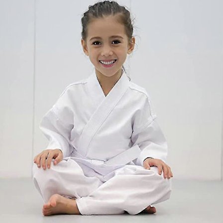 Karateuniform med gratis bælte, hvid karate-gi til børn og voksenstørrelse