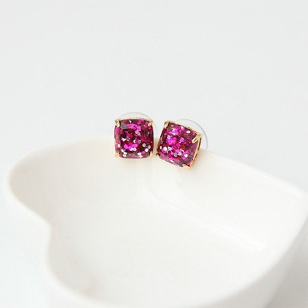 K-serie fyrkantiga harts kristall små färgade paljettörhängen, som en gåva till alla hjärtans dag, mors dag och födelsedag (kse1435)