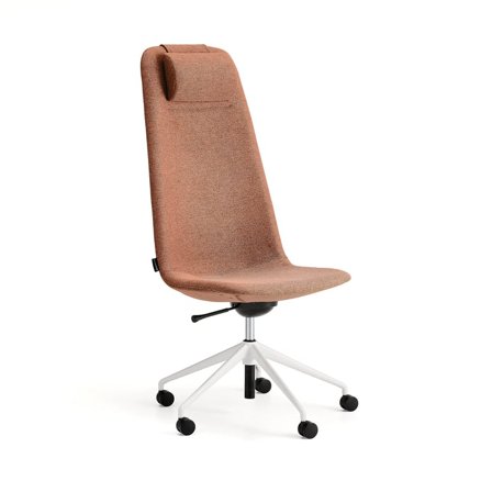 Chair LANGLEY, high seat, wheeled, white/copper