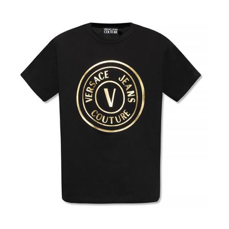Versace Jeans Couture, Logo T-shirt Zwart, Heren, Maat:M,Katoen,print