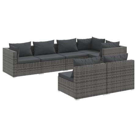 Vidaxl Loungegrupp För Trädgården Med Dynor 7 Delar Konstrotting Grå
