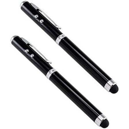[2 stk.] 4-i-1 Universal Touch Screen Stylus + Kuglepen + Pointer + LED Lommelygte til Smartpho