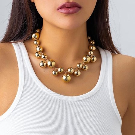 2 stk Punk Stor Perle Kugle Choker Halskæde Overdreven Hip Hop Rund Perle Bead Halskæde Kostumefest Statement Halskæde