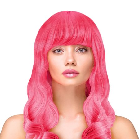 Peruukki Pitkät Kiharat Hiukset - Neonpinkki