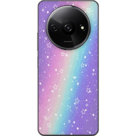 Kompatibel Mobilcover til Xiaomi Redmi A3 Rainbow-farvet pastelbaggrund med hvide stjerner og glitrende prikker i blød overgang