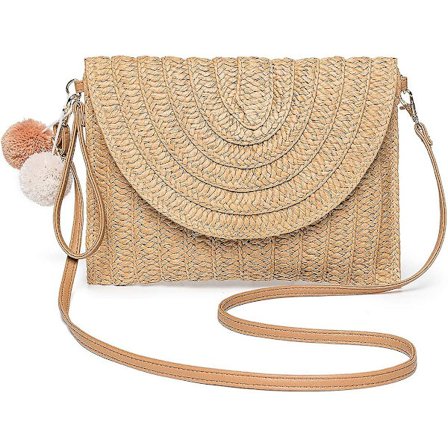 Halmveske, halmclutch, dame skuldertaske, dame clutch, crossbody-veske, håndlaget sommer