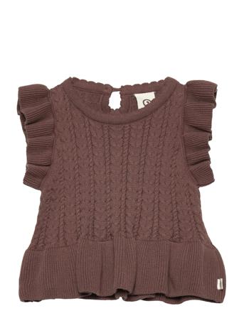 Knit Frill Vest Baby Vest Brun Müsli By Green Cotton