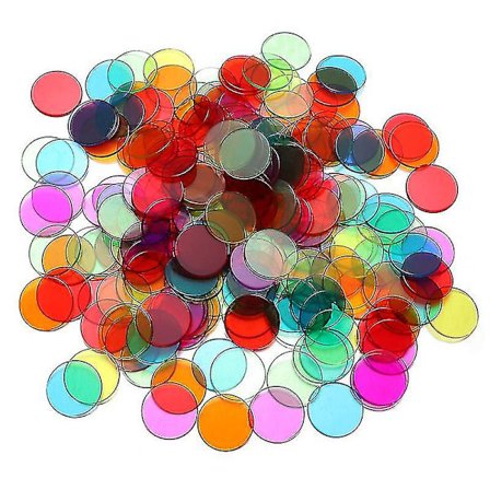 Toyvian 300 stk. 19 mm Bingo Chips Bingo Spilkort Plast Bingo Markører Til Karneval Bingo Spil (blå, Rød, Gul, Grøn, Lilla, Orange)