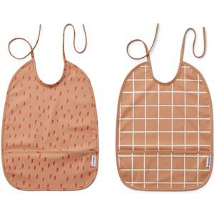 Liewood 2-Pack Check/Graphic Stroke/Tuscany Rose Lai Bibs One Size - Baby feeding - One size - Pink