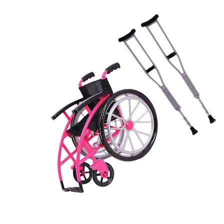 3-delt sammenklappeligt genoptrænings-kørestol og krykker legesæt til børn rolleleg pædagogisk legetøj med sikkert plastikdesign [HK]