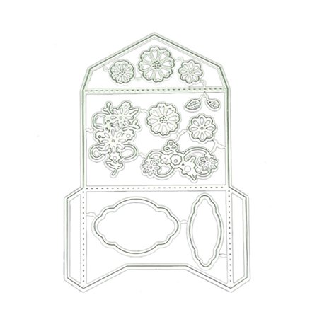 Metall Die Cuts Blomma Kuvert Präglingsstencil Skärande Dies för Korttillverkning
