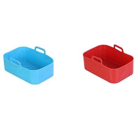 2 stk. Silikon Gryte med Håndtak - Gjenbrukbare Kurv Tilbehør, Varmebestandig Tilbehør