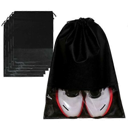5-pak Opbevaringspose med vindue til sko rejser - Sort Sort DBS