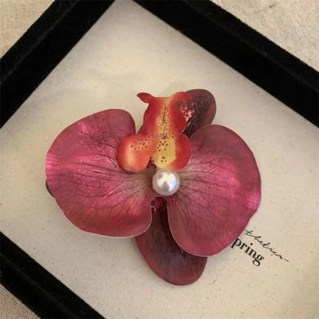 Pearl Flower Hårklämma Söt tyg Fjäril Orkidé Blomma Hårnål Anknäpsklämma Koreansk stil Flicka Hårklämma Strand H
