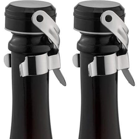 Champagne&Wine (2 kpl hopeaa) Ruostumattomasta teräksestä valmistettu pulloteline