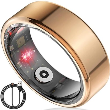 Smart Ring Health Tracker for kvinner og menn, Kalori-, oksygen-, hjertefrekvens- og søvnkvalitetsmonitor, ingen abonnement, kompatibel med iOS og 