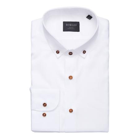 Borgio, koszula fasano długi rękaw slim fit 00248 Biały, Mężczyzna, Rozmiar: L