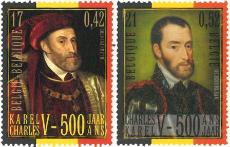 Belgien 2000 - Charles 500 år - Postfrisk sæt 2v