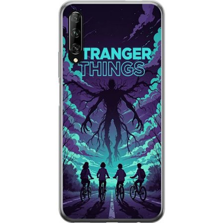 Yhteensopiva Puhelinkuori Huawei Huawei P smart Pro 2019 Stranger Things -inspiroitunut fantasiaillustraatio, jossa on tumma hirviö, pyöräilevät l