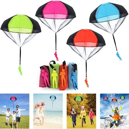 Parachute Toys Kids, 4 kpl laskuvarjohyppääjää käsin heitettävä laskuvarjo ulko KLB