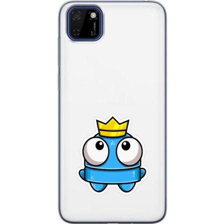 Kompatibelt Mobilskal till Huawei Huawei Y5p Blå tecknad figur med krona och stora ögon i lekfull kunglig stil
