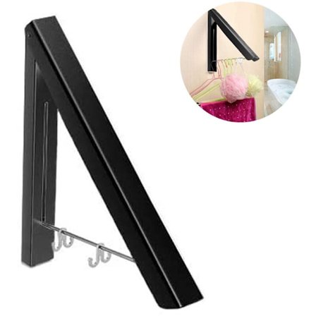 Sammenklappelig tøjstativ til hjemmet - vægmonteret sammenklappeligt tøjstativ til vaskeri skab opbevaring organisation, aluminium, nem installation