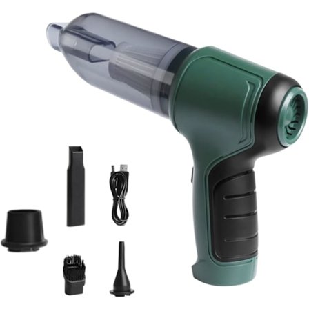 Håndholdt Støvsuger Ledningsfri, Mini Håndholdt Støvsuger, Bilstøvsuger med Kraftig Sug, Genopladelig 3 i 1 Sugning Blæsning Letvægts (Hærfarvet Grøn)
