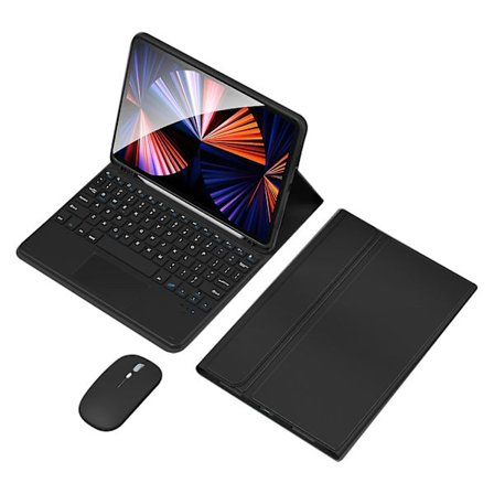 Trådløst tastatur etui med mus til iPad 10.9 (2022), PU Folio Flip Cover Bluetooth tastatur etui