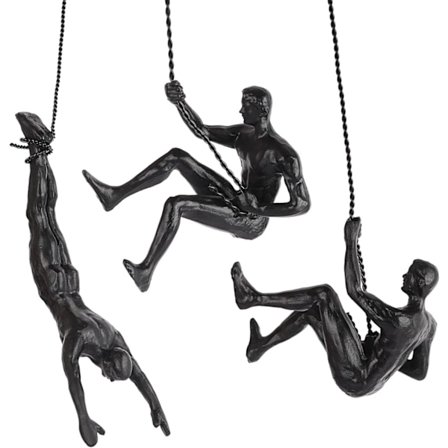 Nordisk Moderne Simpelhed Harpiks Skulptur Kreativ Klatrende Mand Vægskulpturer Håndlavet til Kunst Hjemmeindretning Sæt med 3