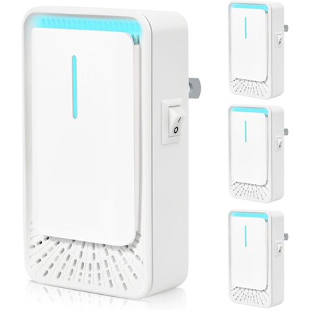 Anslutningsbara luftjonisatorer - 4-pack luftrenare med negativ jonteknik, tyst mini-luftfräschare för hem, sovrum, kontor, källare