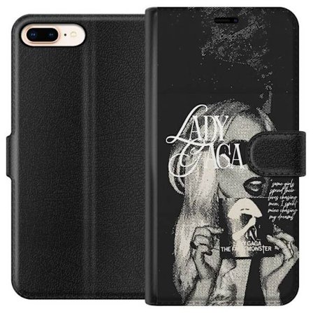 Kompatibel Tegnebogsetui til Apple iPhone 7 Plus Lady Gaga sort-hvid retroplakat med solbriller og popkunst-æstetik