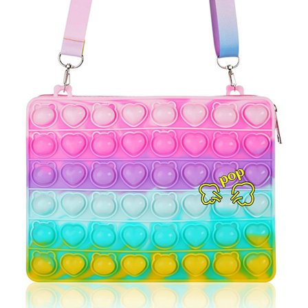 Rygsæk til piger - Skuldertaske til skoleartikler - Crossbody-taske med pop-it, sød regnbue-messenger-taske til piger