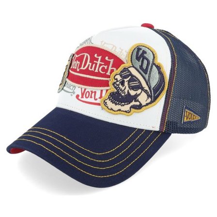 Von Dutch - Vit trucker Keps - Multipatches Black/White Trucker @ Hatstore