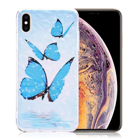 Butterfly läder iPhone Xs Max fodral - Blå