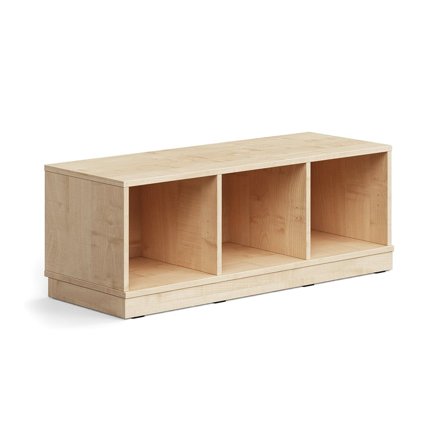 Student storage CASPER, 3 compartments, base frame, birch