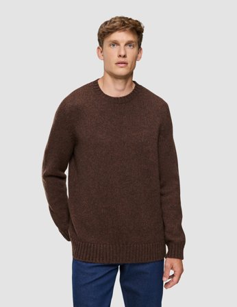 Shaping New Tomorrow - Chunky Soft Wool Knit Crewneck - Saddle Brown Melange - Herre - Størrelse XXL