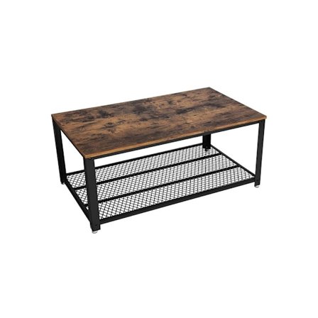 Rootz Sofabord - Sofabord med hylde - Industrielt design - Pladsbesparende - Kaffemøbler - Spånplade - Stål - Vintage Brun-sort - 106,2 x 45 x 60,2 cm