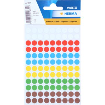 ETIKETT FARGEPUNKT SORT 8MM