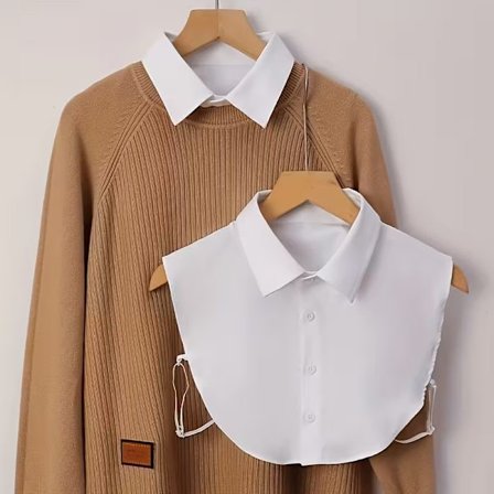 1 stk. universell avtakbar krage for dame, 100% polyester dickie-krage, egnet for kjoler og topper, håndvask eller rens