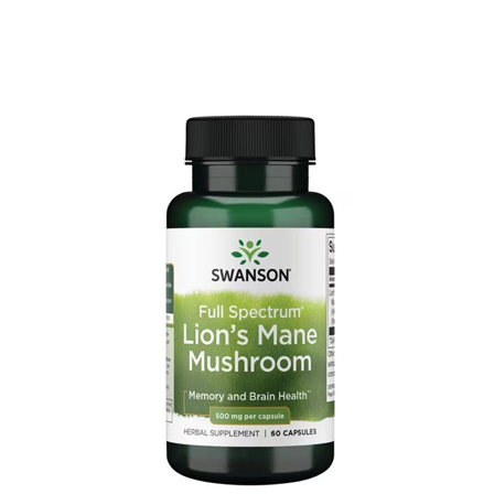 Swanson Full Spectrum Lion's Mane Mushroom 500 mg 60 kapsler