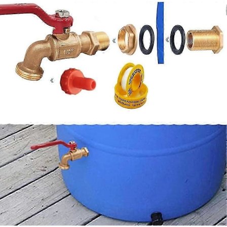Regntunna Kran, Mässingskran Kit för Regnvattenstunna