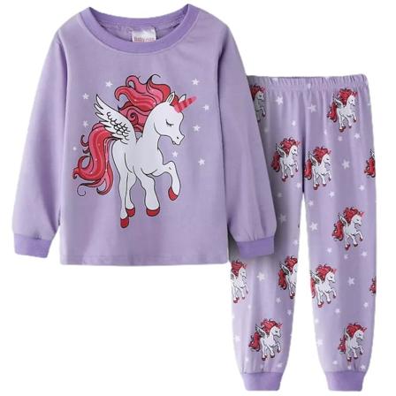 Unicorn-pysjamassett for jenter 3-7 år - Topp + bukse - Nattøy - Loungewear B 6-7 Years