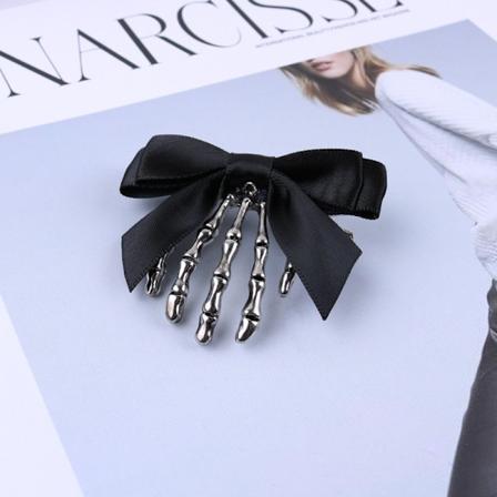 Halloween rosett dödskalle klämma skelett spöke hand ben hårnål Vinta Black