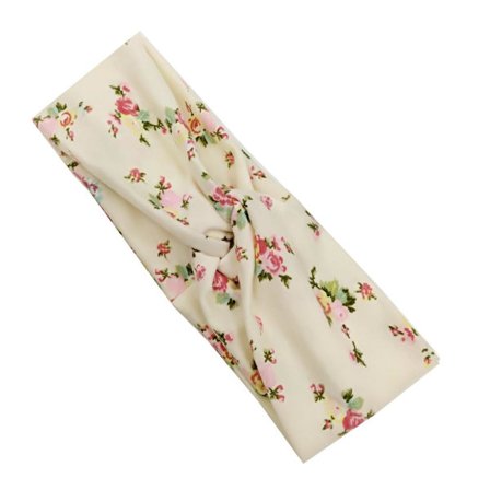 Handsydd Blommig Beige Stretch Hårband